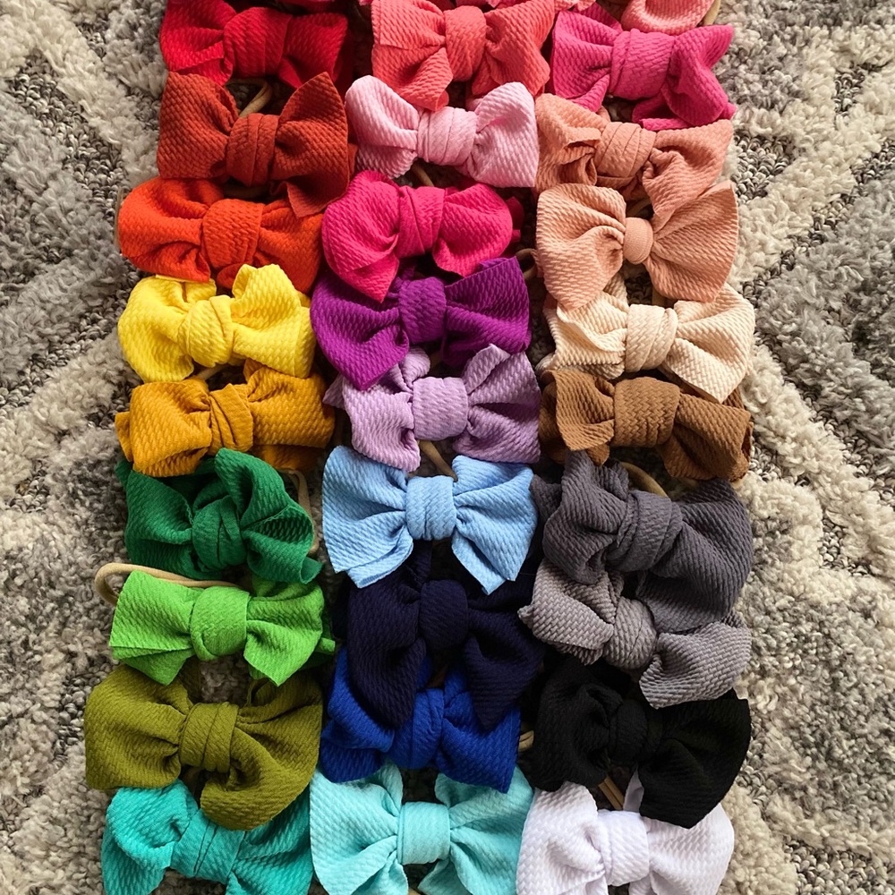 Boutique Bullet Fabric Baby Girl Bows - On Soft Headband - 30 Pack